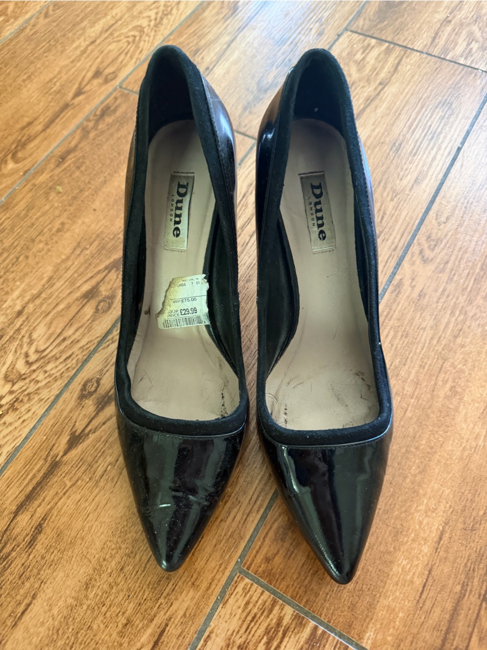 Dune Black Patent Pointed-Toe Women's Heels